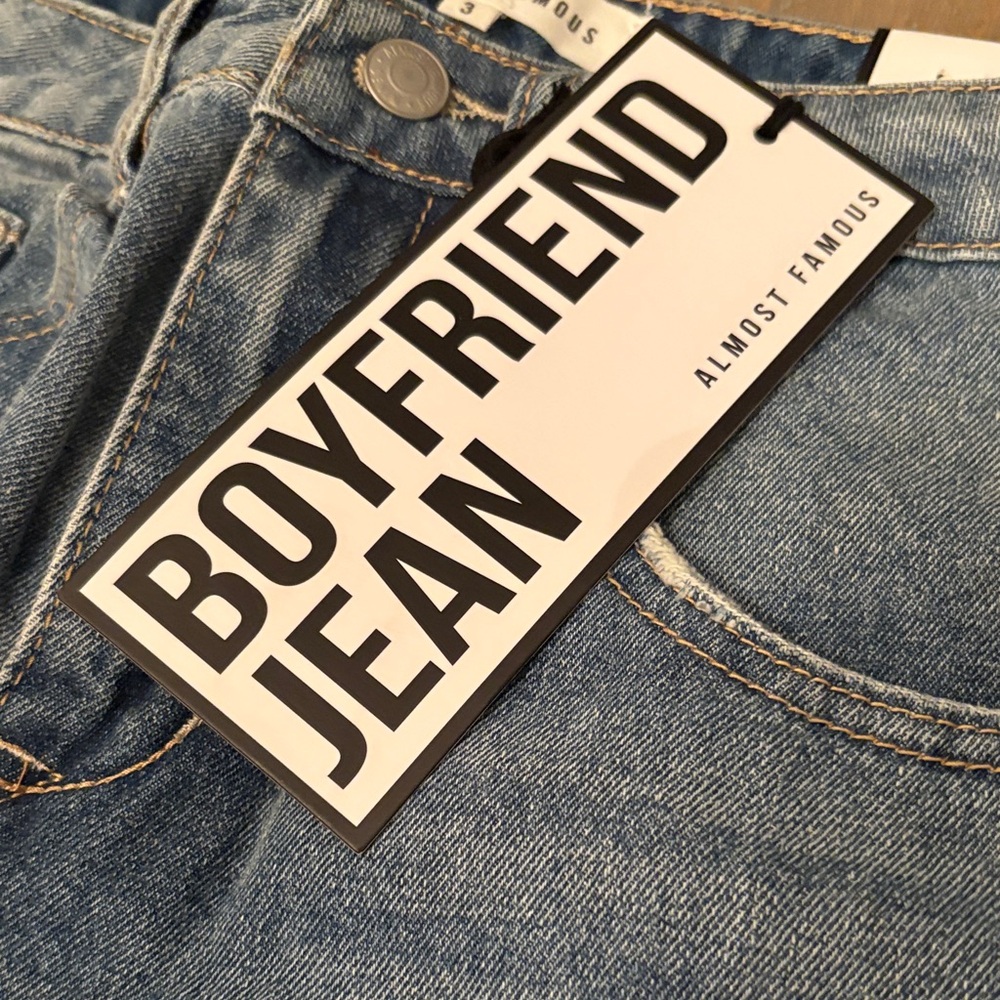 Almost Famous Blue Denim Boyfriend Jeans - Picture 2 of 5